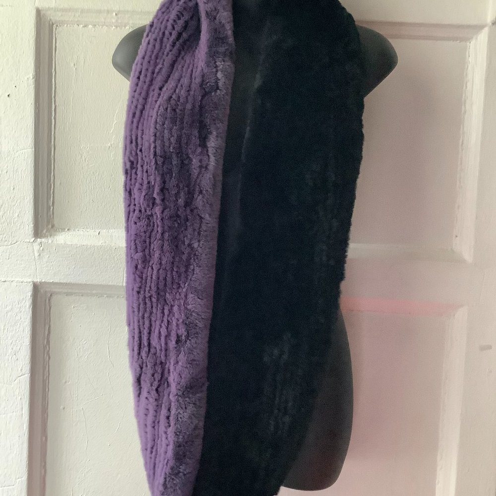 Maximilian Dyed Knitted Rabbit Scarf (Real Fur)
